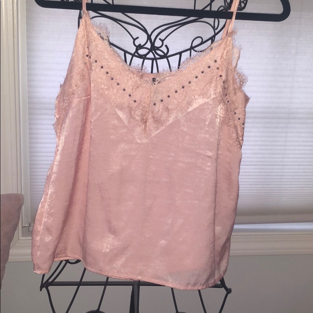 Pink lace tank top